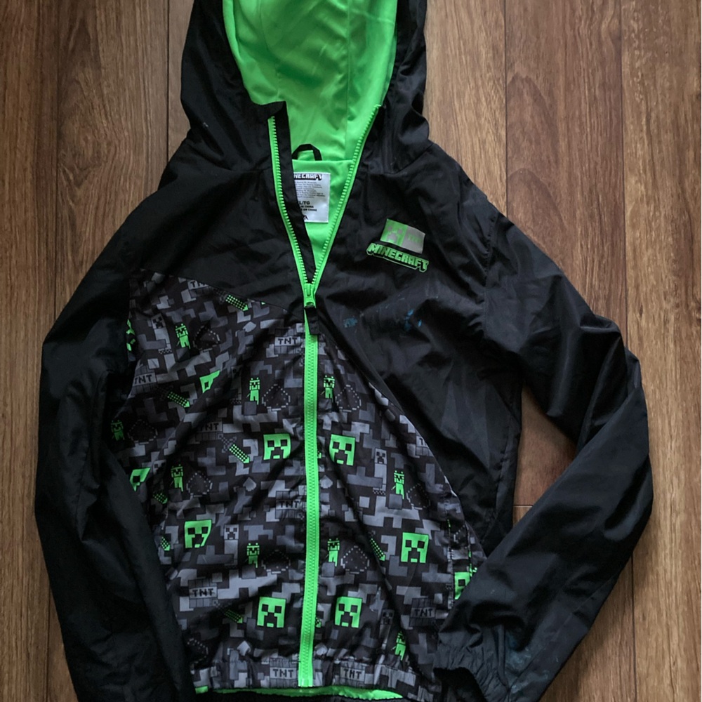 Minecraft Kids Raincoat - Black and Green